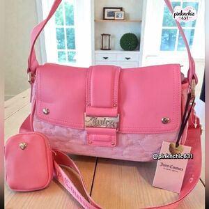 Juicy Couture Y2Cute Flap Pink Lemonade Quilted Shoulder Crossbody HandBag